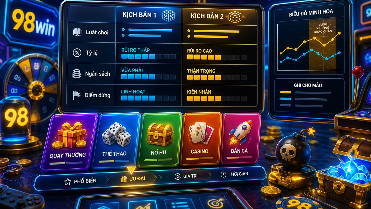 Ba kịch bản trải nghiệm giúp hiểu luật và tỷ lệ khi chơi 98win